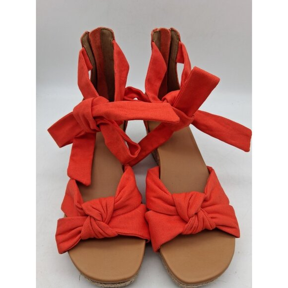 UGG Yarrow Sz 7 Orange Wedge Heel Open Sandal Casual Straps Open Toe Zipper EUC - Picture 5 of 16